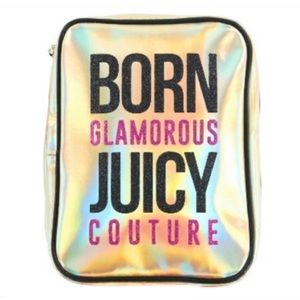 Juicy Couture Gold And Black Makeup Bag Travel Case With Mirror Makeup Purse